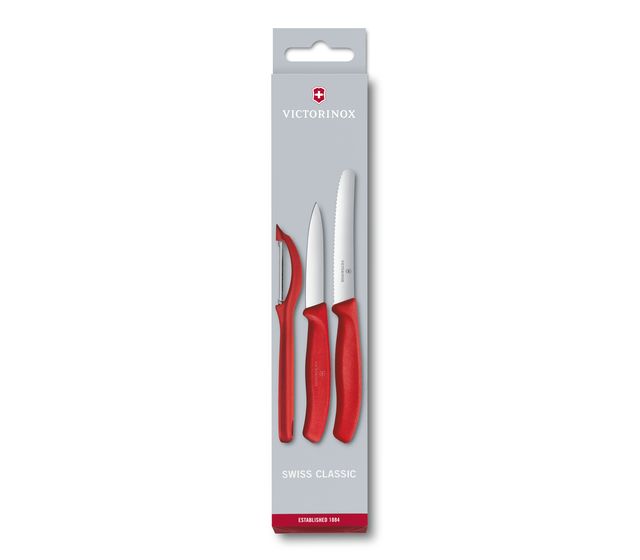 Image result for Victorinox Swiss Classic Paring Knife Set With Peeler, 3 Pieces RED